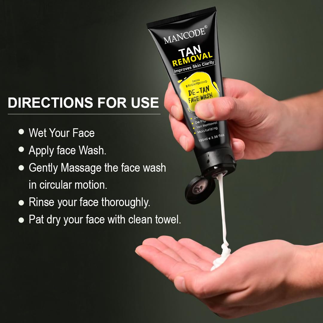 De- Tan Removal Face Wash (100ml) | Brightening & Deep Cleansing Formula for Tan, Dark Spots & Uneven Skin Tone