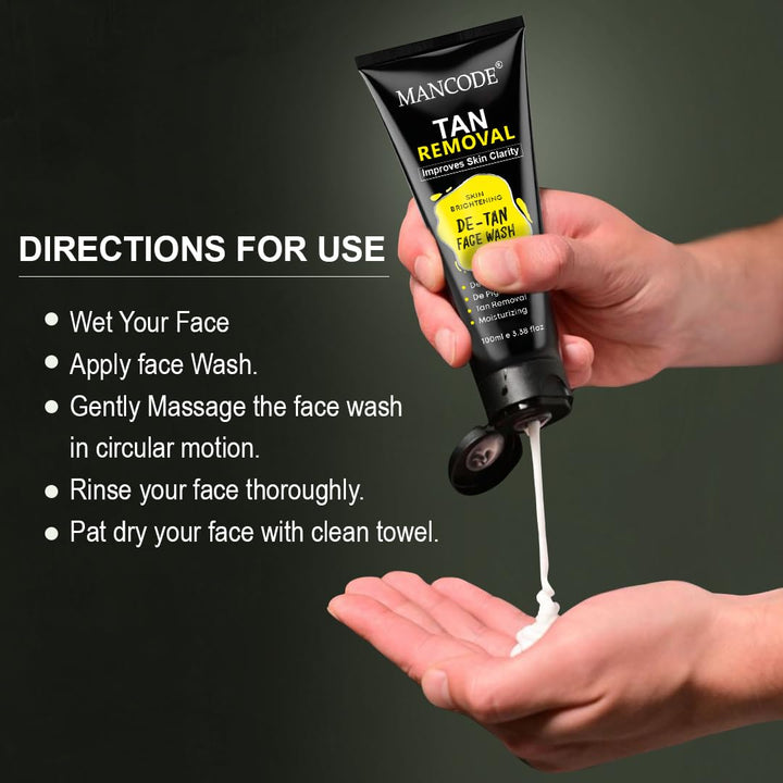De- Tan Removal Face Wash (100ml) | Brightening & Deep Cleansing Formula for Tan, Dark Spots & Uneven Skin Tone