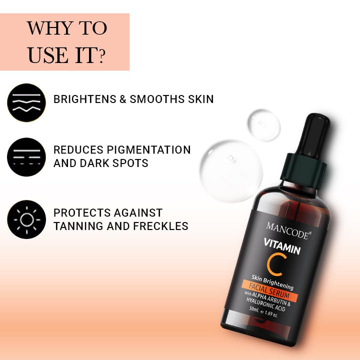 Vitamin C Facial Serum 50ml | Anti-Aging Serum with Vitamin E & Hyaluronic Acid | Wrinkle Reduction, Brightening & Hydrating Face Serum