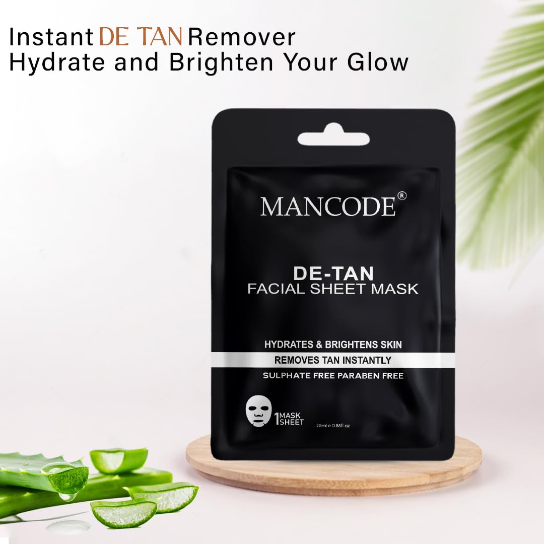 De Tan Facial Sheet Mask 25ml Combo Pack of 5 | Instant Tan Removal