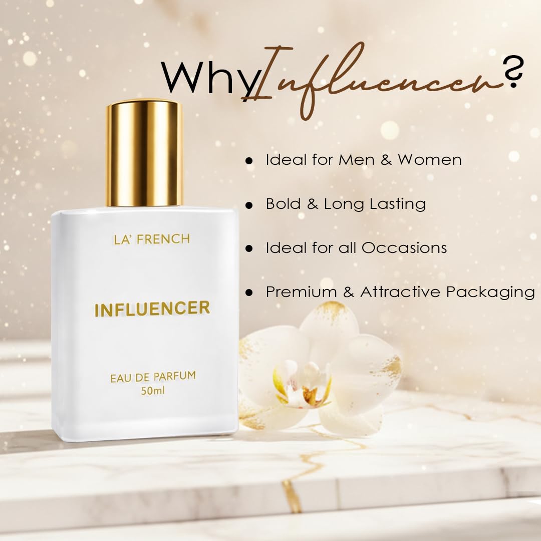 Influencer Perfume for Men & Women 50ml | Long Lasting Fresh Fruity Floral Fragrance | Premium Unisex Eau De Parfum | Modern & Trendy Scent