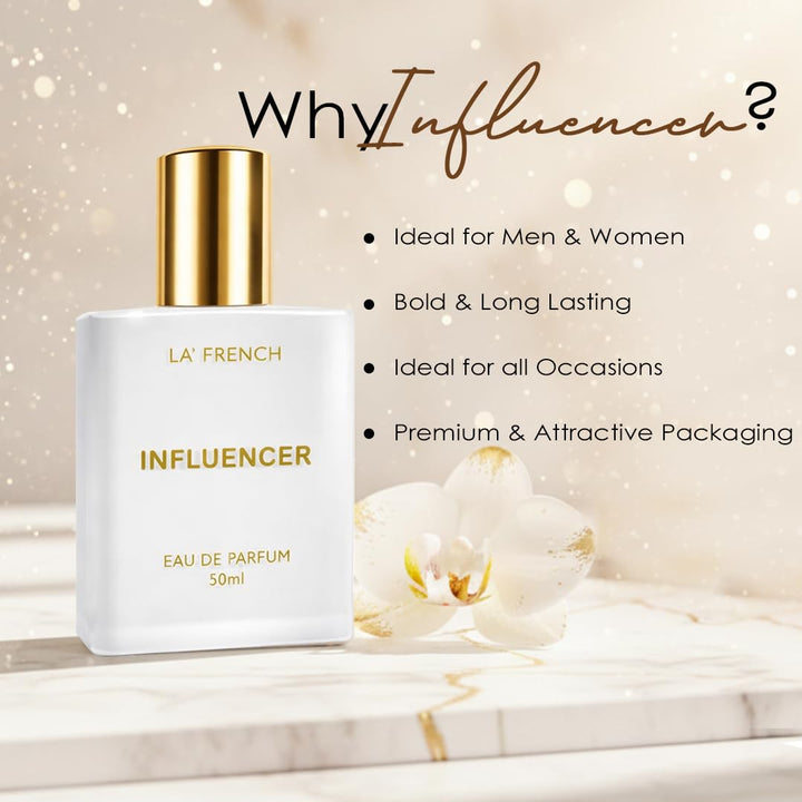 Influencer Perfume for Men & Women 50ml | Long Lasting Fresh Fruity Floral Fragrance | Premium Unisex Eau De Parfum | Modern & Trendy Scent