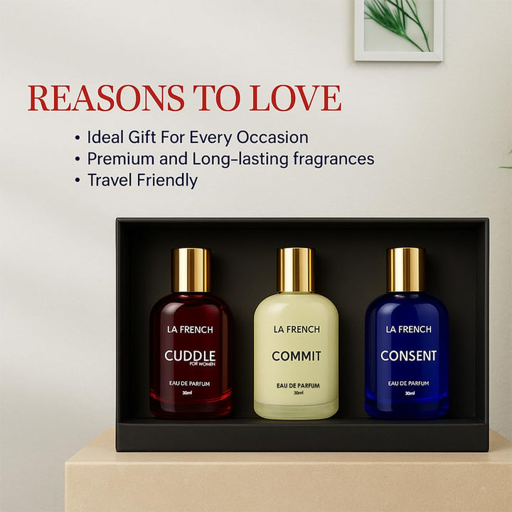Best Fragrance For Women Set Of 3,30Ml Each(Cuddle+Commit+Consent) Upto 24Hrs Lasting Eau De Parfum | Best Perfume Gift Set For Women