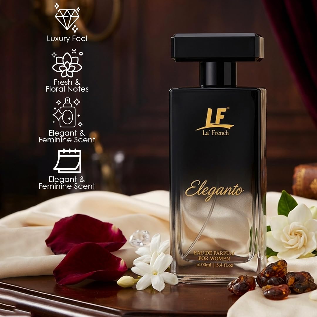Eleganto Perfume for Women- 100ml | Premium Eau De Parfum | Long Lasting Fresh Floral Fragrance | Ideal for Special Occasions | Luxury Scent for Her