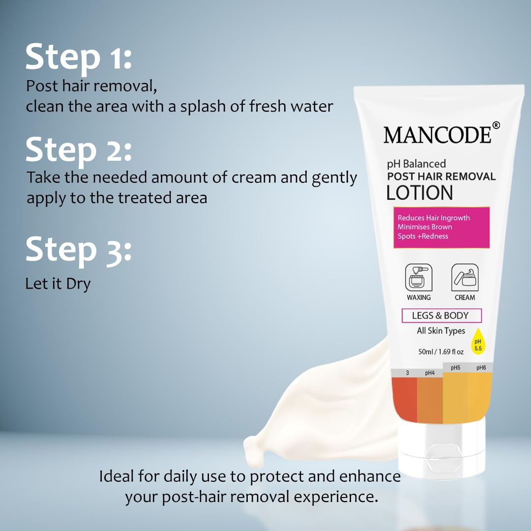 PH Balanced Post Hair Removal Lotion 50ml | Soothing After Wax & Shave Lotion | Reduces Redness, Irritation & Ingrown Hair Care for Smooth Skin