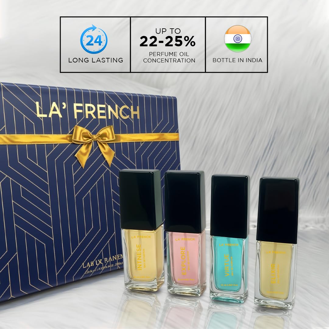 Purple Perfume Gift Set for Men & Women 4x15ml | Elixir Explore Intense Virtue | Long Lasting Mini Eau De Parfum Set | Luxury Unisex Fragrance Gift Pack