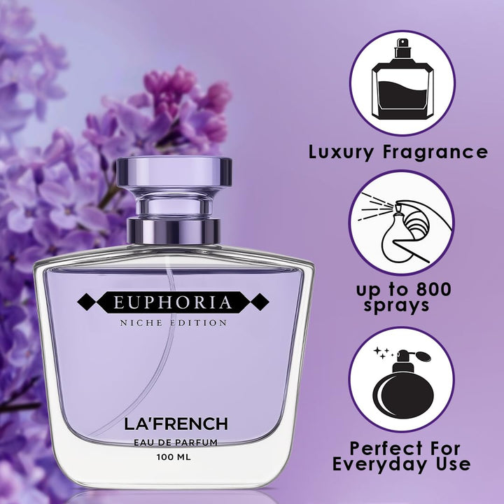Euphoria Perfume for Men & Women 100ml | Long Lasting Sweet Floral Fruity Fragrance | Premium Unisex Eau De Parfum | Energetic & Addictive Scent