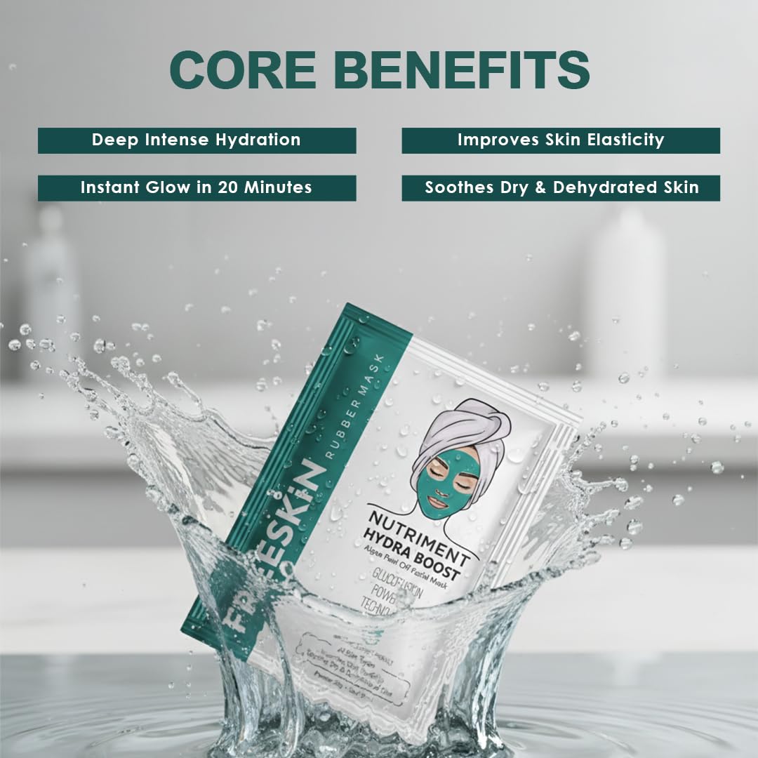 Hydra Boost Algae Peel Off Mask Powder 25g + Activator Gel 75ml for Deep Hydration, Oil Control, Pore Tightening & Smooth Glowing Skin | Suitable for All Skin Types.