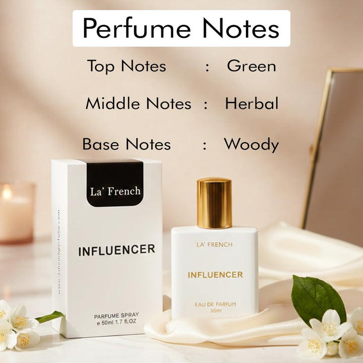 Influencer Perfume for Men & Women 50ml | Long Lasting Fresh Fruity Floral Fragrance | Premium Unisex Eau De Parfum | Modern & Trendy Scent