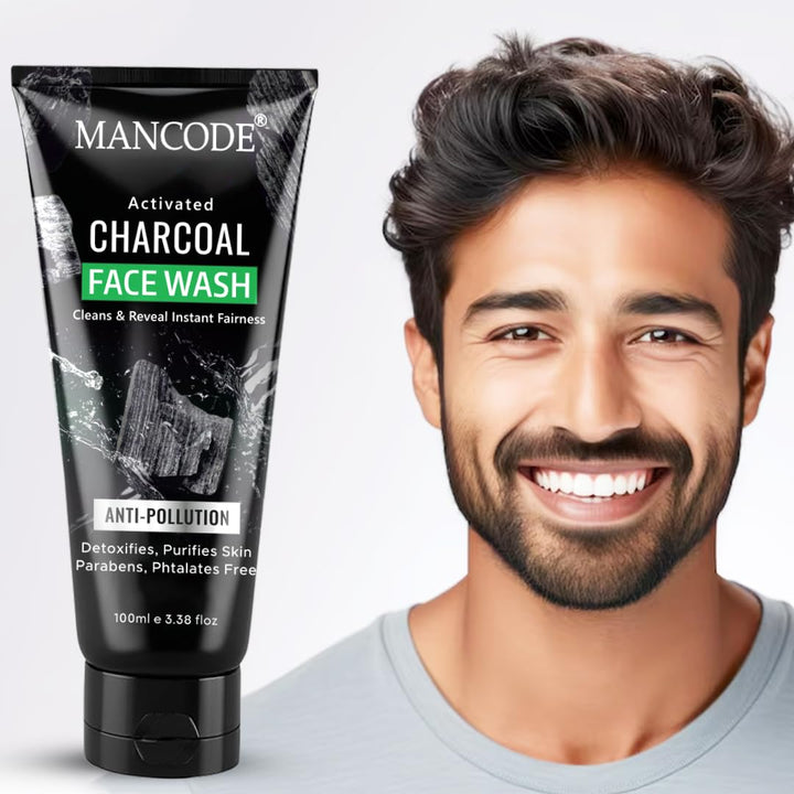 Activated Charcoal Face Wash 100ml | Deep Cleansing Face Wash for Men | Oil Control & Anti-Acne Cleanser | Unclogs Pores & Refreshes Skin