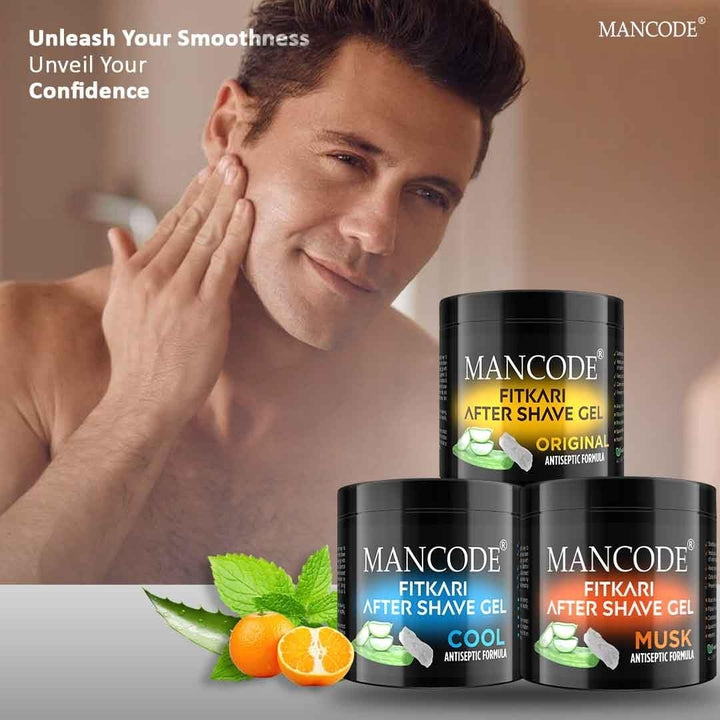 Fitkari After Shave Gel Cool 100ml for Men | Aloe Vera & Menthol Soothing After Shave Gel | Anti-Razor Bumps & Skin Cooling Gel