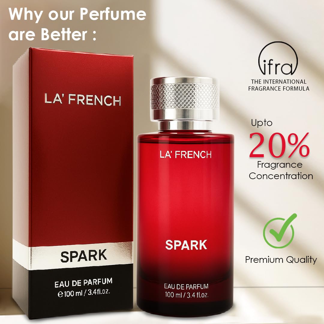 Spark Eau De Parfum 100ml | Long Lasting Fresh Citrus Fruity Fragrance | Premium Unisex Perfume for Men & Women | Energetic & Vibrant Scent