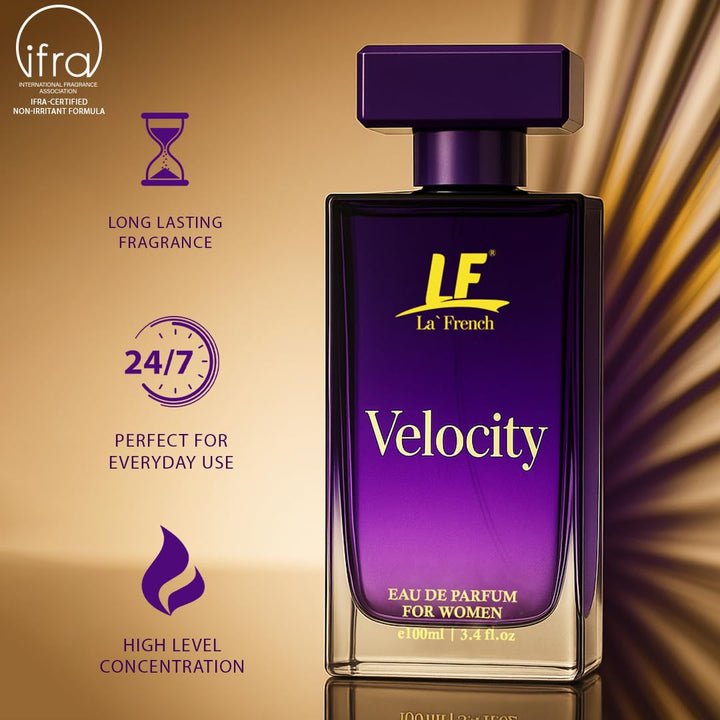 Velocity Perfume for Women 100ml – Long Lasting Eau De Parfum | Fresh Floral Bergamot Amber Sandalwood Fragrance