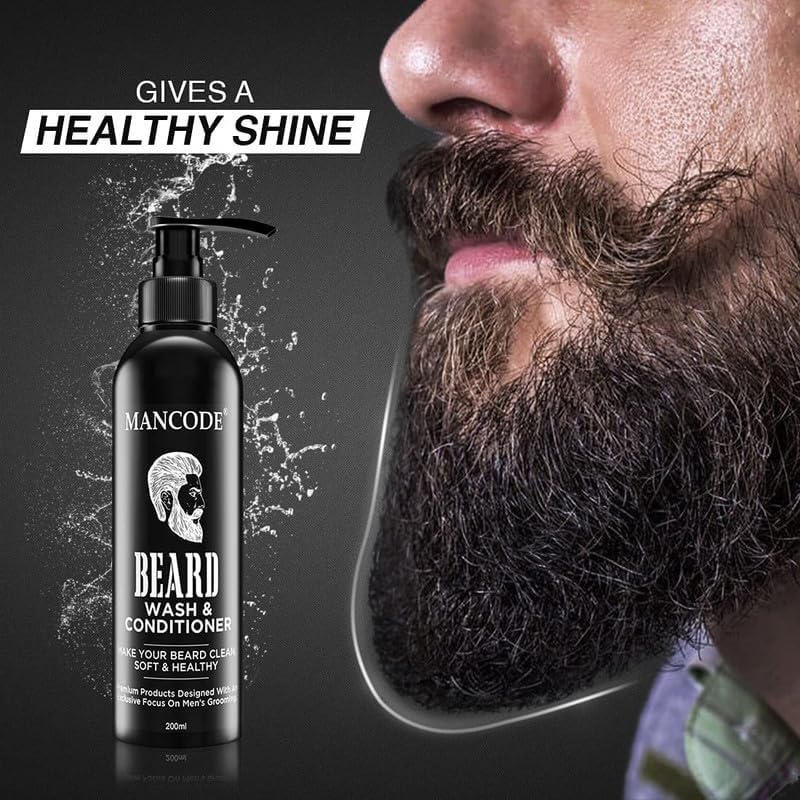 Beard Wash & Conditioner 200ml | 2-in-1 Beard Cleanser for Men | Softens, Hydrates & Reduces Itch | Natural Beard Care with Aloe Vera & Vitamin C