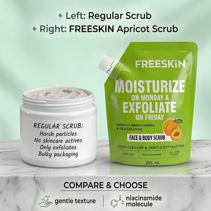 Apricot Face & Body Scrub 225ml | Gentle Exfoliating Scrub for Smooth, Soft & Glowing Skin | Removes Dead Skin Cells, Tan & Impurities | Suitable for All Skin Types