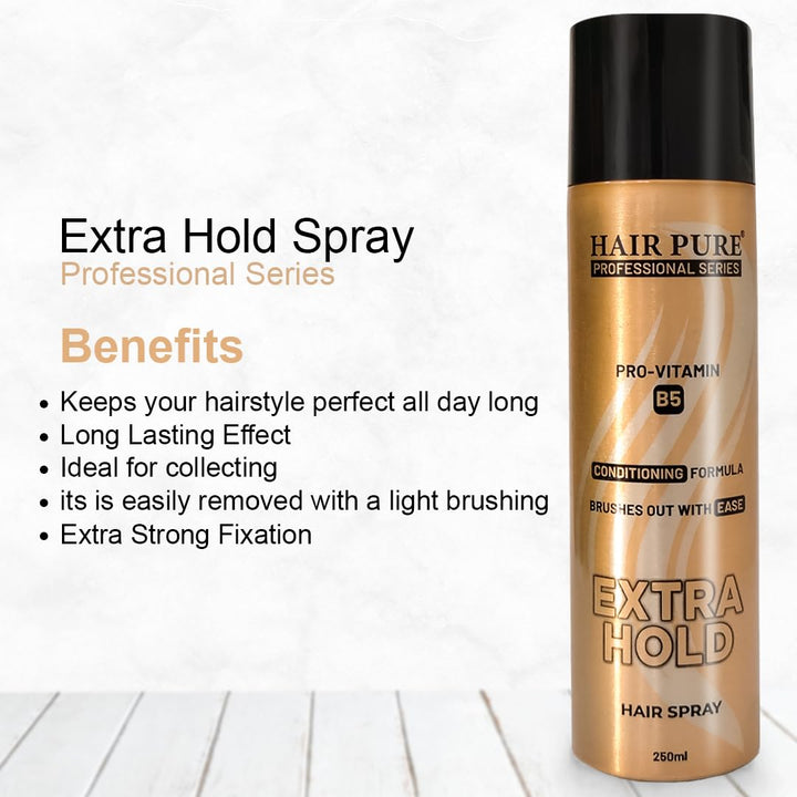 Extra Hold Hair Spray 250ml | Long Lasting Hair Styling Spray | Strong Hold & Easy Brush Out Formula | Pro-Vitamin B5 Hair Spray
