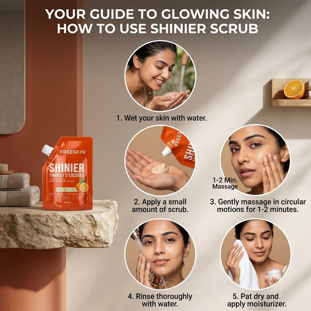 Vitamin C Face & Body Scrub 225ml | Brightening & Tan Removal Exfoliating Scrub