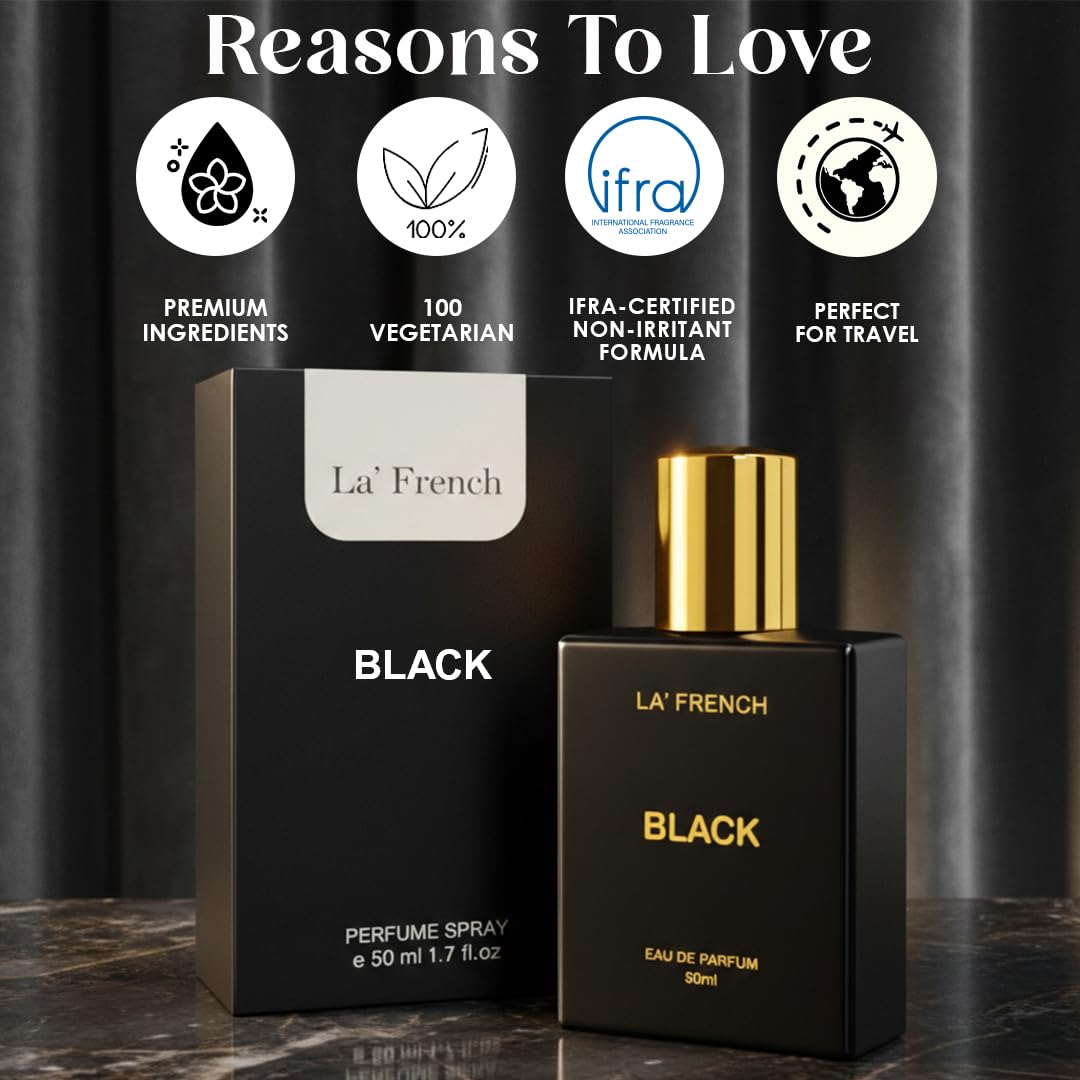 Black Perfume for Men & Women 50ml | Long Lasting Dark Woody Spicy Fragrance | Premium Unisex Eau De Parfum | Bold & Mysterious Scent