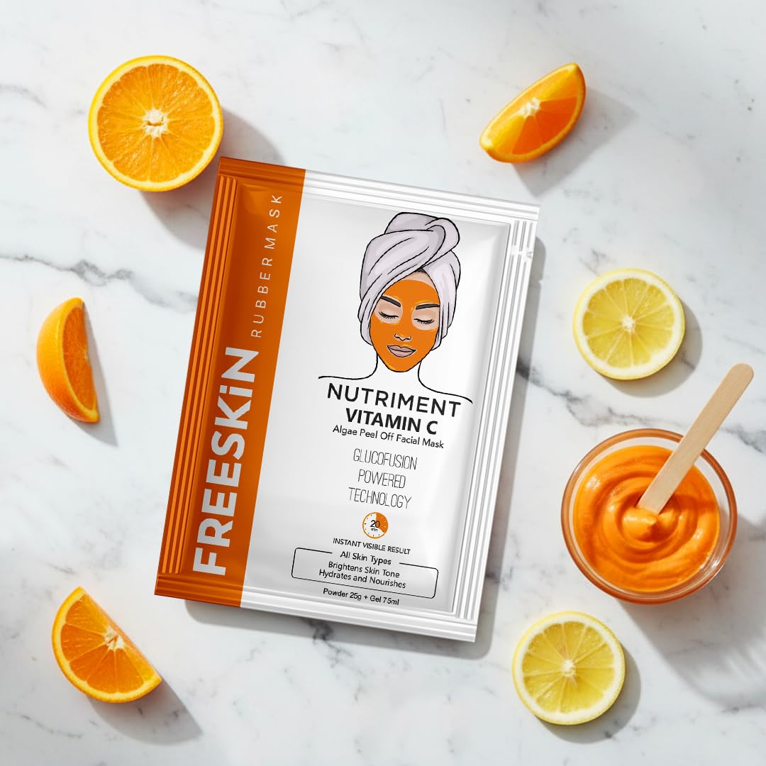 Vitamin C Algae Peel Off Facial Mask Kit | Brightens Skin Tone, Hydrates &; Nourishes | Suitable for All Skin Types | Powder 25g + Gel 75ml