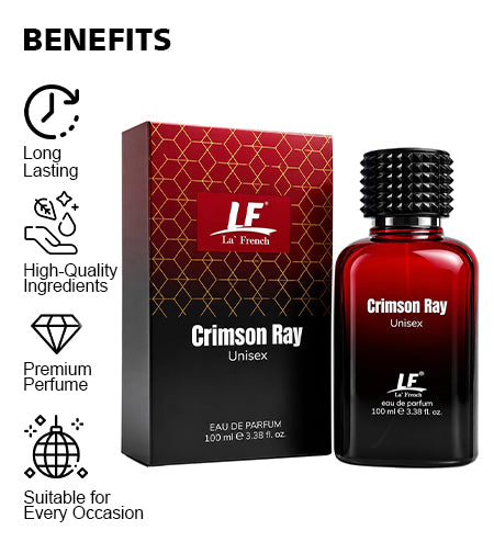 Crimson Ray Unisex Perfume 100ml | Long Lasting Premium Eau De Parfum (EDP) for Men & Women promises