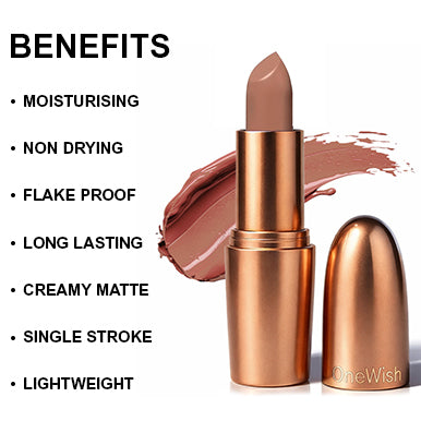Creamy Matte Lipstick Latte Love Shade 06 – Long Lasting Matte Lipstick, Full Coverage, Highly Pigmented Nude Brown Lip Color for Women (3.8g) promises