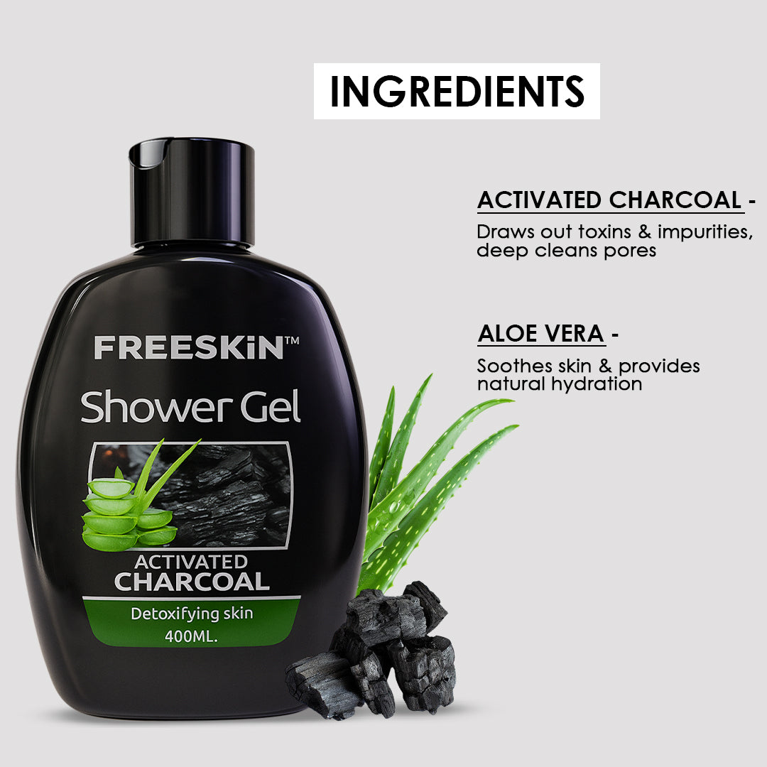 Activated Charcoal Shower Gel 400ml | Detoxifying Body Wash | Deep Cleansing, Oil Control & Odour Protection for Fresh, Smooth Skin