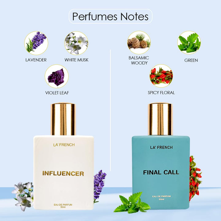 La French Unisex Perfume Gift Set Influencer & Final Call Perfume Gift Set 50ml X 2 Pcs