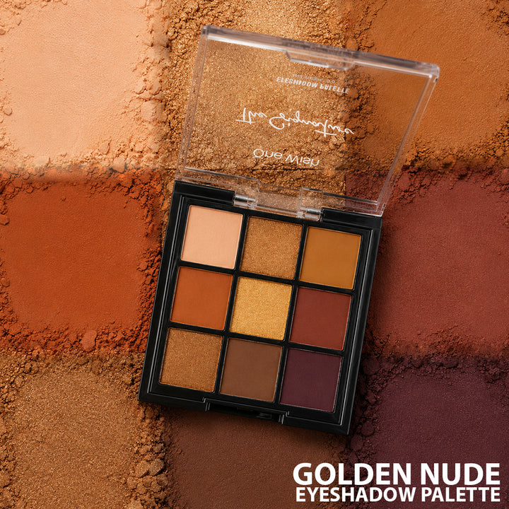 One Wish Golden Nude Eyeshadow Palette 9g | 9 in 1 Richly Pigmented Matte & Shimmer Nude Eye Colors | Smooth, Blending & Long-Wearing Eye Makeup Palette | Lightweight Formula | Compact Makeup Palette For Women