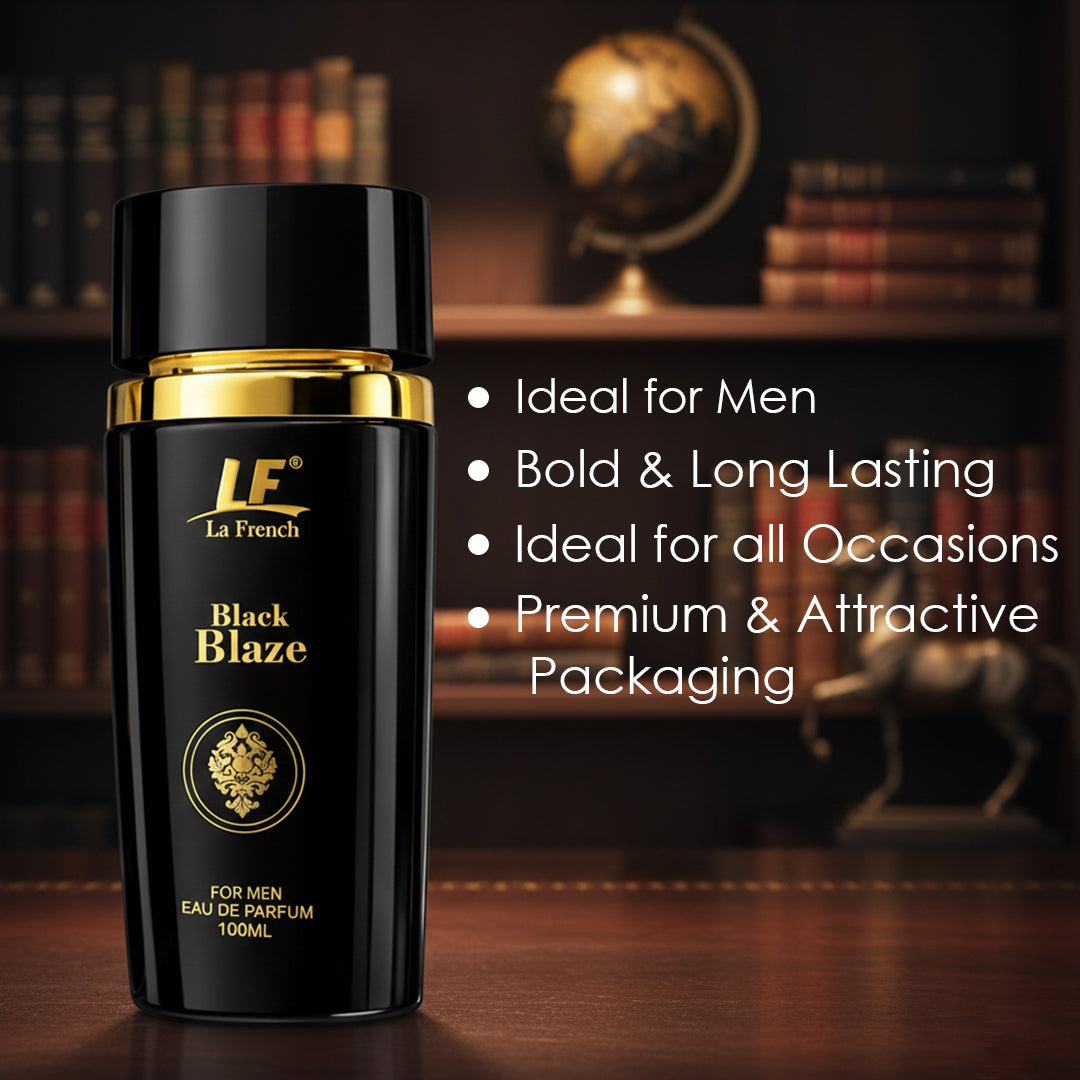 Black Blaze Premium Men's Perfume 100ml - Exquisite & Smokey Luxury Perfume - For Men Who Are Confident & Bold