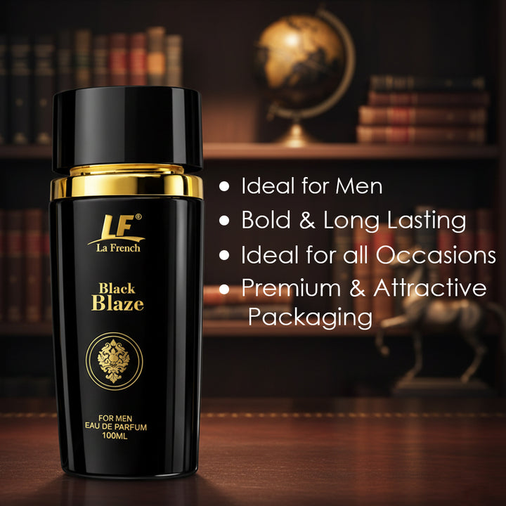 Black Blaze Premium Men's Perfume 100ml - Exquisite & Smokey Luxury Perfume - For Men Who Are Confident & Bold