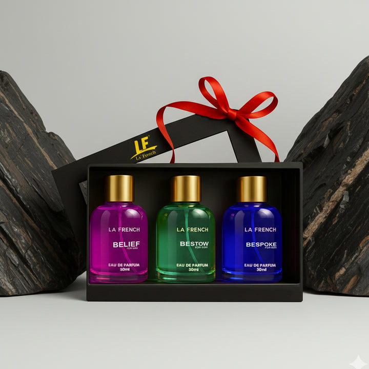Man Perfume Gift Set 3 x 30 ml for Men | with Belief Bestow Bespoke Perfume | Woody, Citrusy Long Lasting EDP Fragrance Scent Best Gift Hamper Set for Men