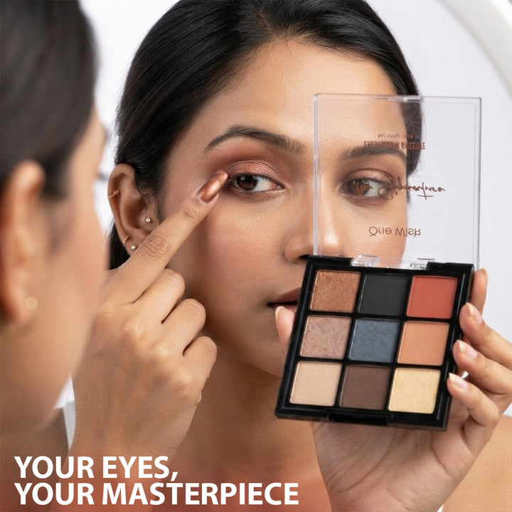 One Wish Espresso Eyeshadow Palette 9g | 9 in 1 Shades With Coffee Inspiration | Highly Pigmented, Blendable & Long Lasting Makeup Palette | Smooth Texture | Portable Makeup Palette For Women