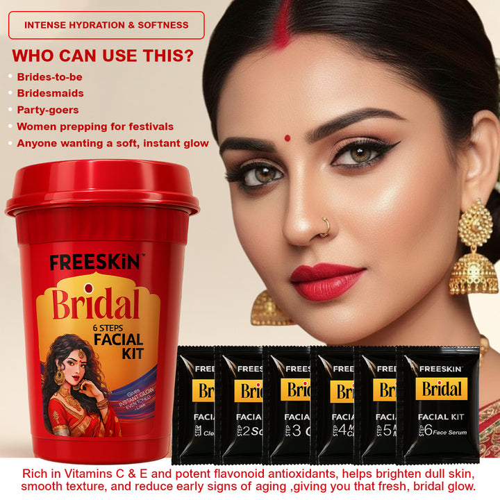 Bridal Facial Kit 60g | Instant Glow 6-Step Facial Kit | Brightening, Hydration & Even Skin Tone Bridal Glow Treatment