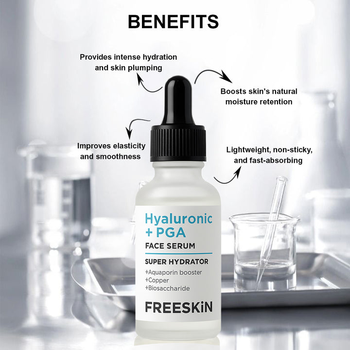 Hyaluronic Acid + PGA Face Serum (30ml) | Deep Hydration & Skin Plumping Serum for Soft, Smooth & Glowing Skin