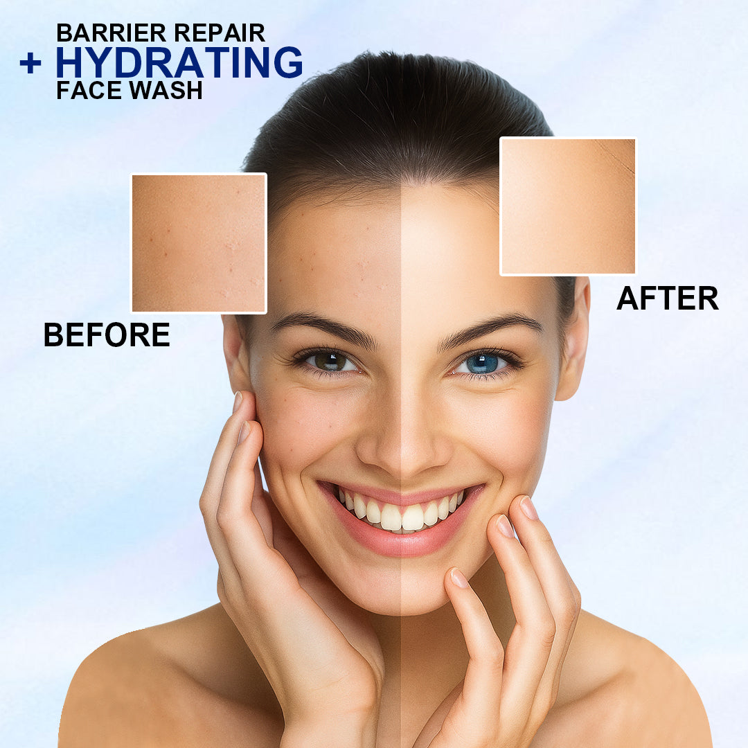 Barrier Repair Hydrating Face Wash 100ml | Ceramide & Hyaluronic Acid Cleanser | Gentle Moisturizing Facewash for Dry, Sensitive & Irritated Skin
