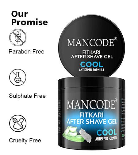 Fitkari After Shave Gel Cool 100ml for Men | Aloe Vera & Menthol Soothing After Shave Gel | Anti-Razor Bumps & Skin Cooling Gel promises