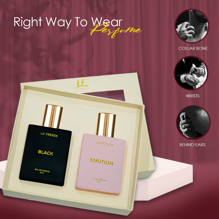 La French Black & Emotion Unisex Luxury Perfume Gift Set 50ml X 2 Pcs | Eau De Parfum