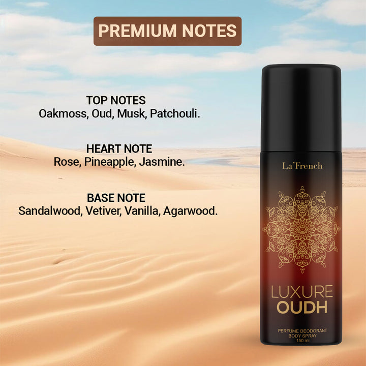 Luxure Oudh Perfume Deodorant Body Spray 150ml | Long Lasting Oud Fragrance | Premium Woody & Musky Deodorant for Men & Women