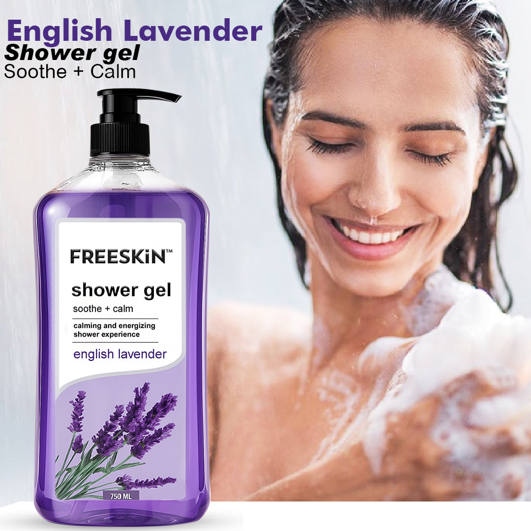 English Lavender Shower Gel 750ml | Soothing & Calming Body Wash | Hydrating, Gentle Cleanser for Soft & Smooth Skin | Long-Lasting Refreshing Fragrance