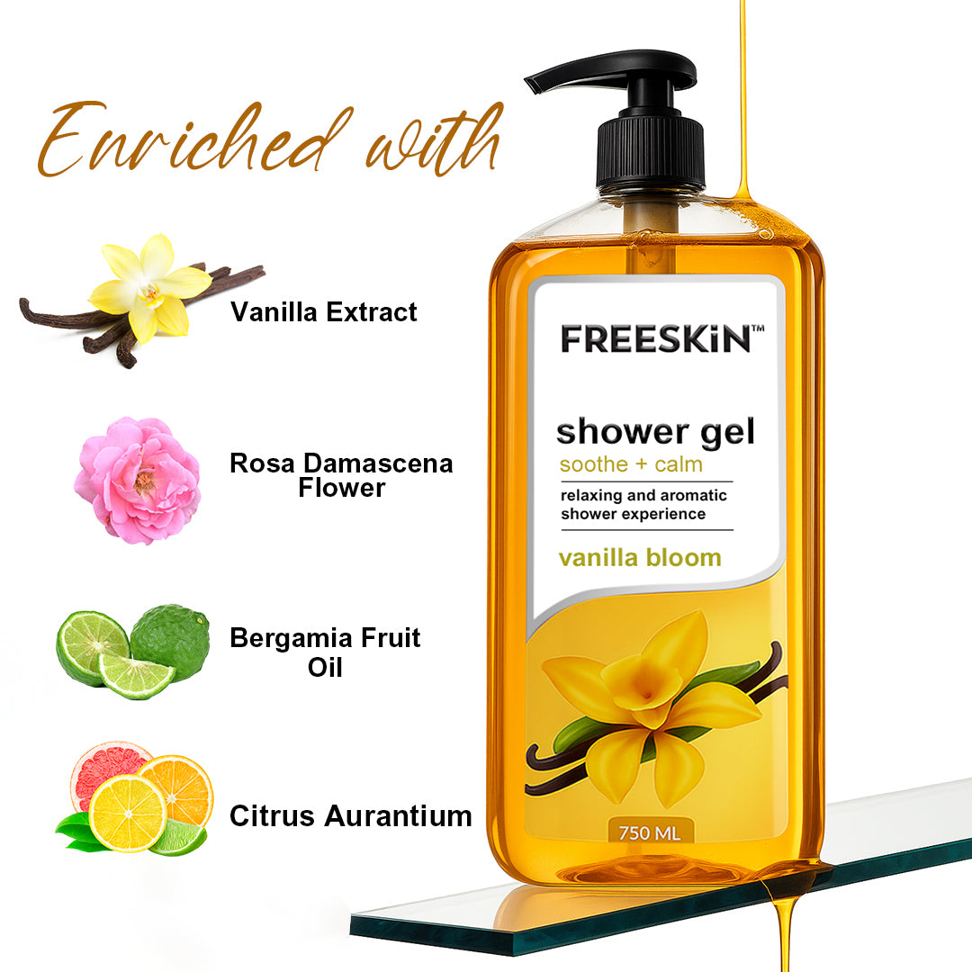 Vanilla Bloom Shower Gel 750ml | Moisturizing Body Wash with Warm Vanilla Fragrance | Gentle Cleanser for Soft, Smooth & Glowing Skin