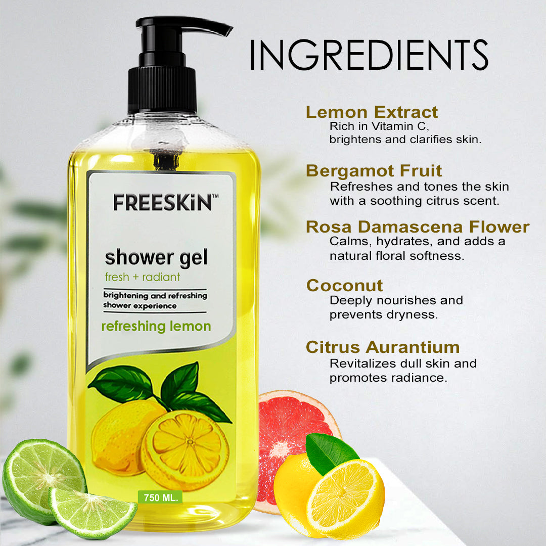 Lemon Shower Gel 400ml | Refreshing Citrus Body Wash | Hydrating, Deep Cleansing & Energizing Shower Gel for Soft, Glowing Skin