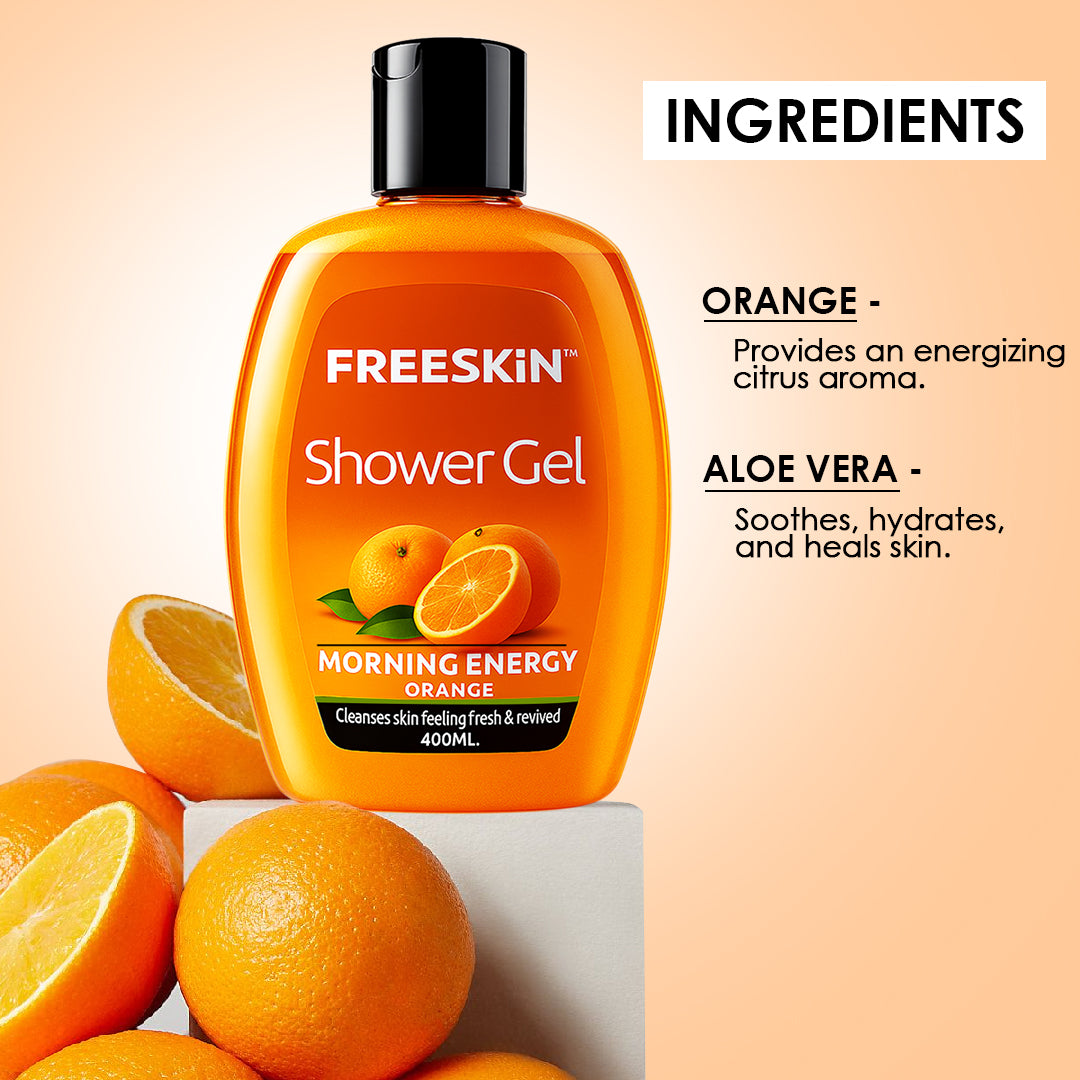 Morning Energy Orange Shower Gel 400ml | Refreshing Citrus Body Wash | Deep Cleansing, Energizing & Hydrating Skin Cleanser for Men & Women