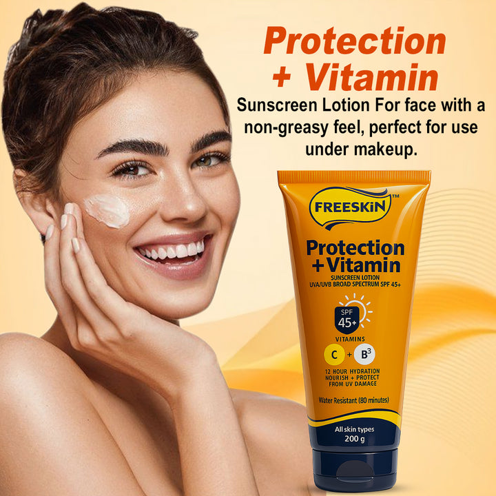 Sunscreen SPF 45+ PA+++ 200g | Broad Spectrum Sun Protection | Vitamin C & Niacinamide Brightening, Hydrating & Non-Greasy Sunscreen