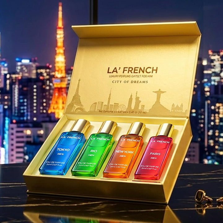 La French City Of Dreams Paris-Tokyo-New York & Rio Luxury Perfume Gift Set For Men 80ml