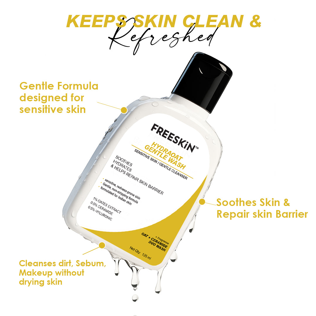 Hydraoat Gentle Face Wash 125ml | Oat-Based Hydrating Cleanser for Sensitive Skin | Redness Relief, Barrier Repair & Daily Gentle Face Wash