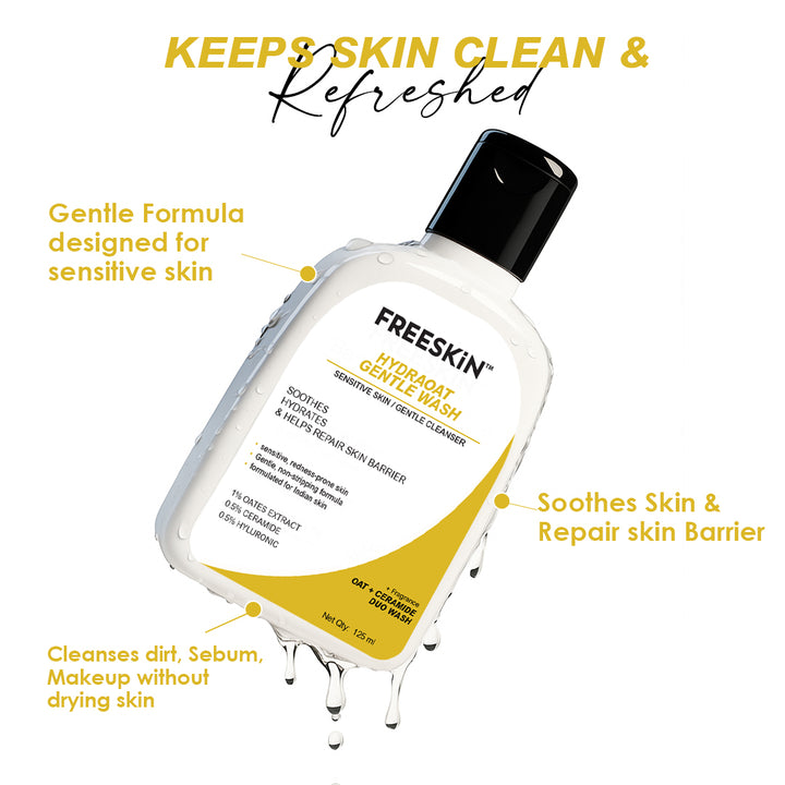 Hydraoat Gentle Face Wash 125ml | Oat-Based Hydrating Cleanser for Sensitive Skin | Redness Relief, Barrier Repair & Daily Gentle Face Wash