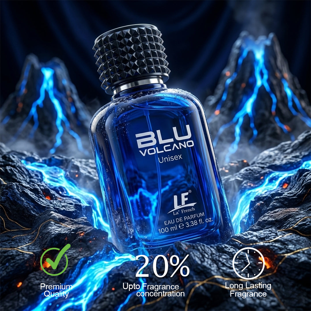 La French Blu Volcano Perfume for Men & Women 100ml | Premium Long-Lasting Unisex Fragrance with Vanilla, Amber & Warm Spicy Notes