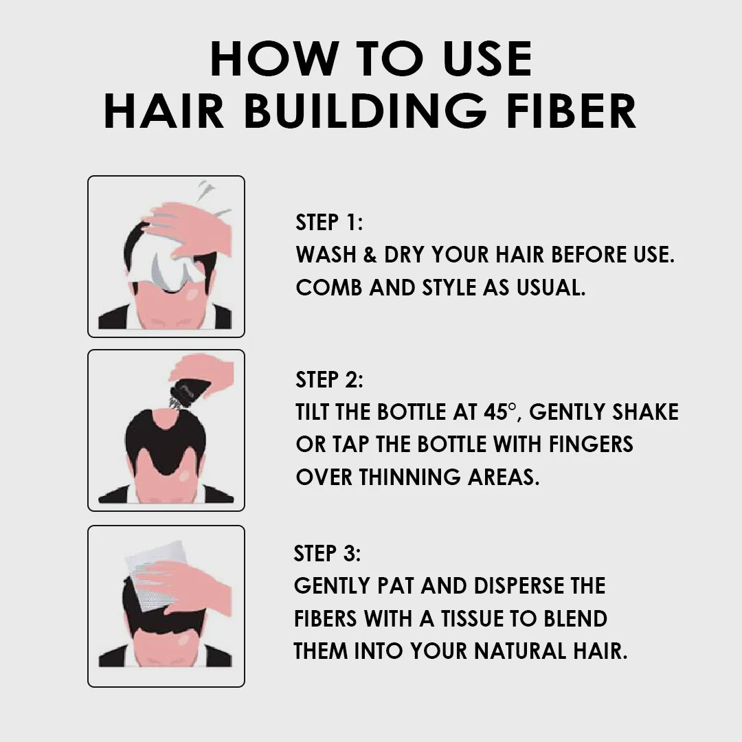 Hair Building Fiber Black 20g | Instant Hair Thickening Fibers for Fuller Hair, Bald Spot & Thinning Coverage