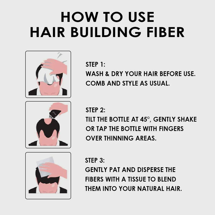 Hair Building Fiber Black 20g | Instant Hair Thickening Fibers for Fuller Hair, Bald Spot & Thinning Coverage