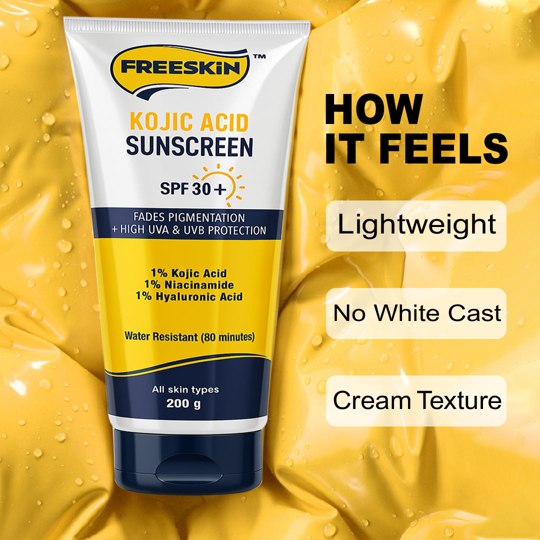 Sunscreen Kojic Acid SPF 30+ 200g | Broad Spectrum UVA/UVB Protection | Brightening, Anti-Pigmentation Sunscreen with Niacinamide & Hyaluronic Acid